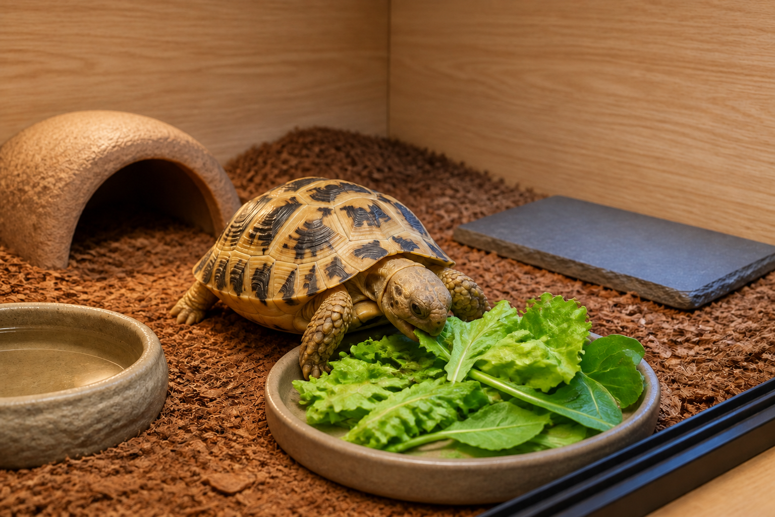 葉野菜を食べるロシアリクガメのイメージ